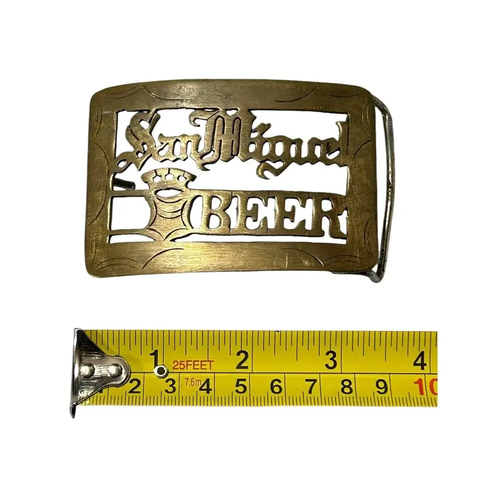 VINTAGE 1970s **SAN MIGUEL** BEER OF THE PACIFIC BELT BUCKLE Old English #2